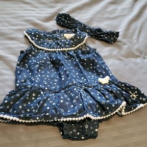 12 mo Calvin Klein Jeans romper with headband
